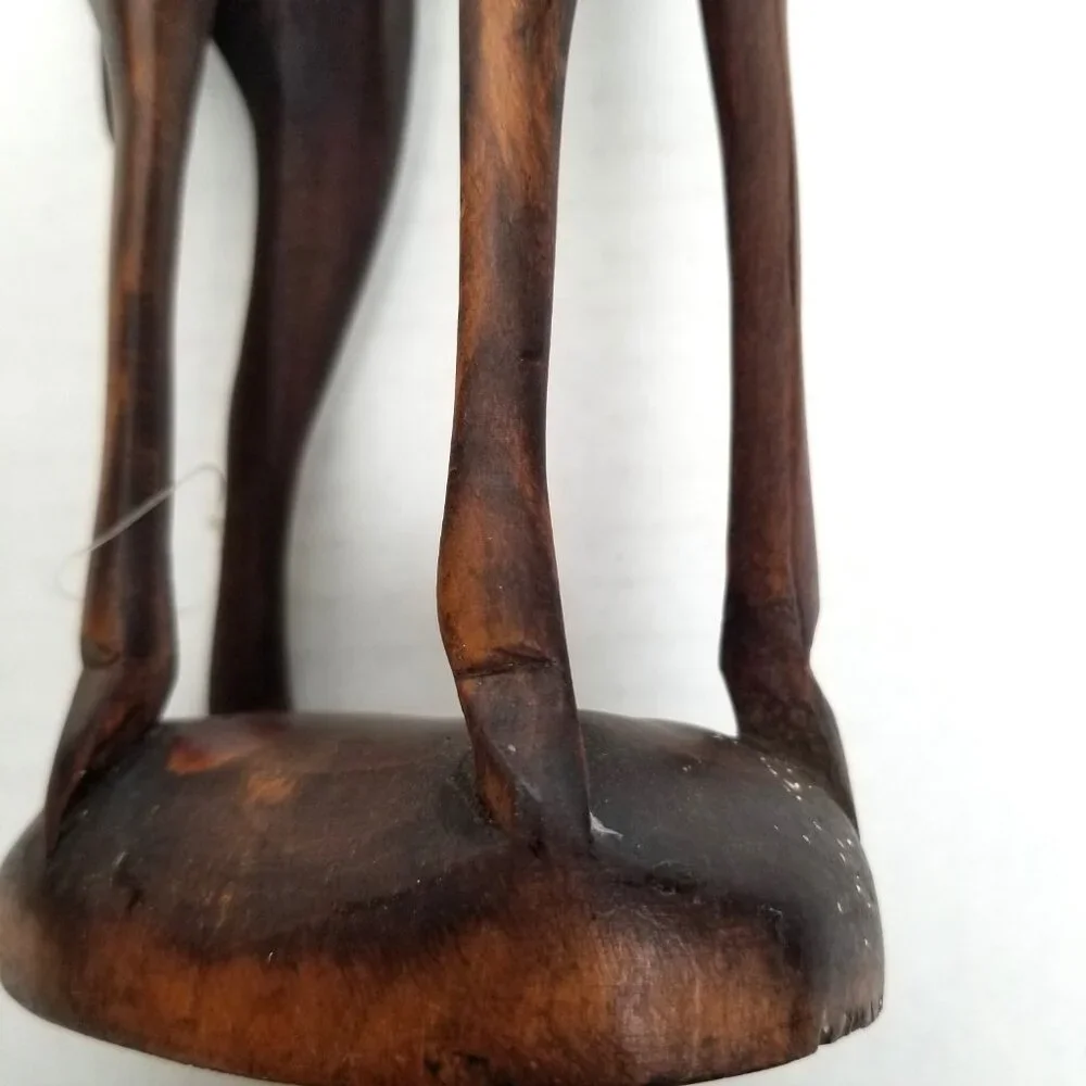 Hand Carved Wood Gazelle Pair African Safari Tribal Decor Bohemian MCM